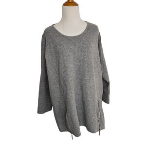 Neon Buddha Moto Sweatshirt Gray Textured Zippers Cotton Women Large